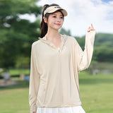 Womens Long Sleeve Ice Silk Jacket Ultra Lightweight Breathable Sun Protection Coat