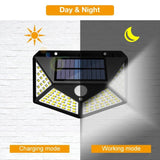 100-LED Solar Lights PIR Motion Sensor Wall Night Light Garden Lamp