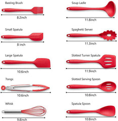 10 Pcs Heat Resistant Silicone Cookware Kitchen Utensils Set