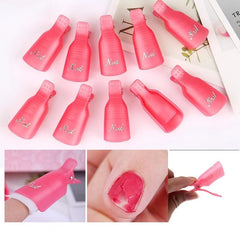 10Pcs Plastic Acrylic Nail Art Polish Remover Soak Off Cap Clips