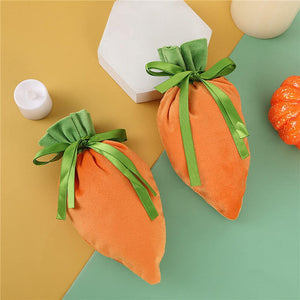 2/4Pcs Easter Carrot Drawstring Bags Velvet Bags Carrot Shaped