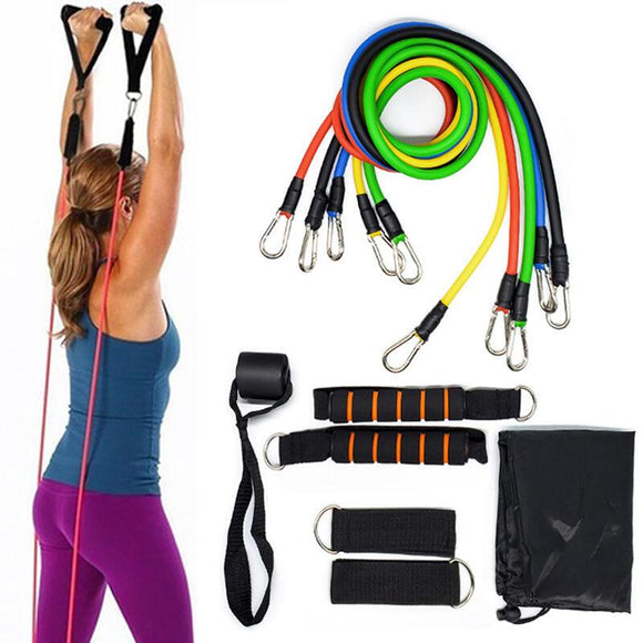 11Pcs/Set Fitness Training Resistance Stretch Exercise Bands Fitness Home Set
