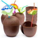 12 Pack Coconut Cups with Flower Straws