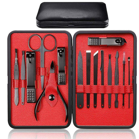 15Pcs Professional Pedicure Manicure Kit Nail Clippers Grooming Set
