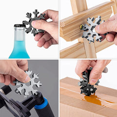 Snowflake Multi Tool 18-in-1 Pocket Tools: Small Screwdriver Allen Keys Hex Wrench Boxcutter Bottle Opener