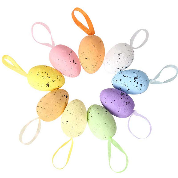 18pcs Colorful Plastic Easter Eggs Hanging Ornaments Decoration