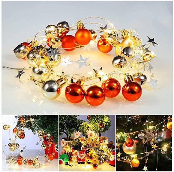 20LED Battery Operated Christmas Tree Ball String Lights with Jingle Bell and Twinkle Star