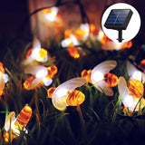 30 LED Honey Bee Fairy String Lights Solar Powered Waterproof Decor