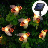 20 LED Honey Bee Fairy String Lights Solar Powered Waterproof Decor