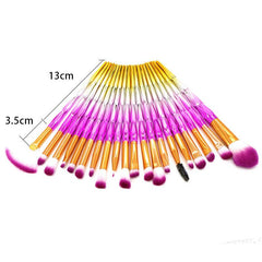 20Pcs Transparent Unicorn Diamond Eyeshadow Eyeliner Blending Makeup Brushes Set 