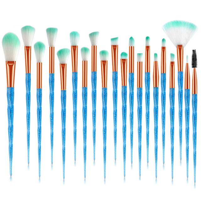 20Pcs Transparent Unicorn Diamond Eyeshadow Eyeliner Blending Makeup Brushes Set 