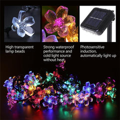 20 LED Peach Flower Solar Powered Waterproof Fairy String Lights