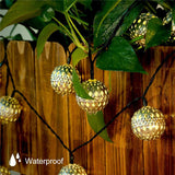 20 LED Moroccan Globe Ball Waterproof Solar Fairy String Lights