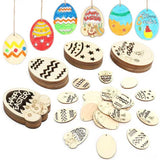 20pcs Easter Wooden Drawing Hanging Ornaments DIY Easter Eggs Craft