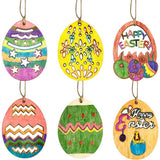 20pcs Easter Wooden Drawing Hanging Ornaments DIY Easter Eggs Craft