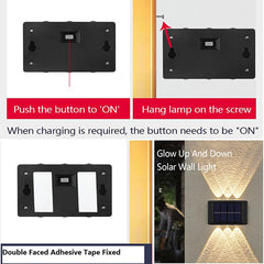 2 Pack 6 Led Solar Up Down Wall Illuminate Outdoor Wall Lamps Lights