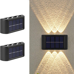 2 Pack 6 Led Solar Up Down Wall Illuminate Outdoor Wall Lamps Lights