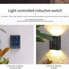 2 Pack Small Solar Up and Down Wall Lights Waterproof Garden Deck Lamp