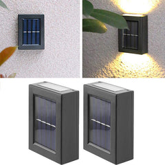 2 Pack Small Solar Up and Down Wall Lights Waterproof Garden Deck Lamp
