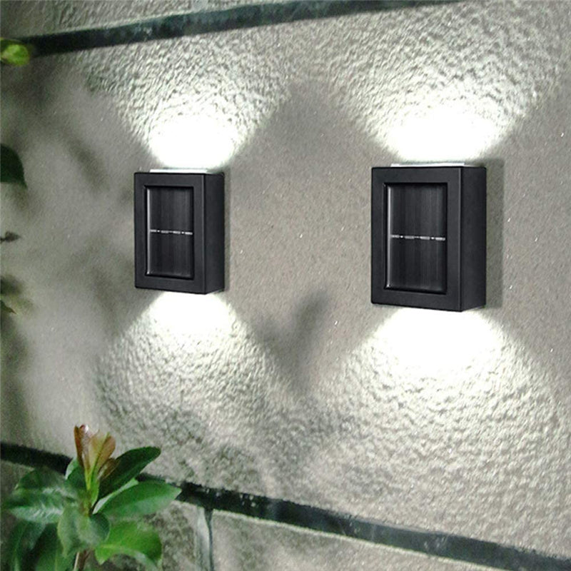 2 Pack Small Solar Up and Down Wall Lights Waterproof Garden Deck Lamp