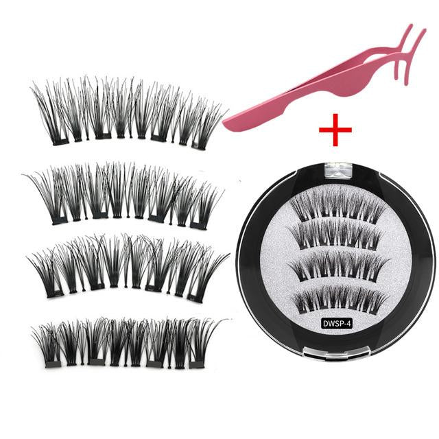 2 Pairs Reusable Thick Long 4-Magnet 3D Magnetic False Eyelashes