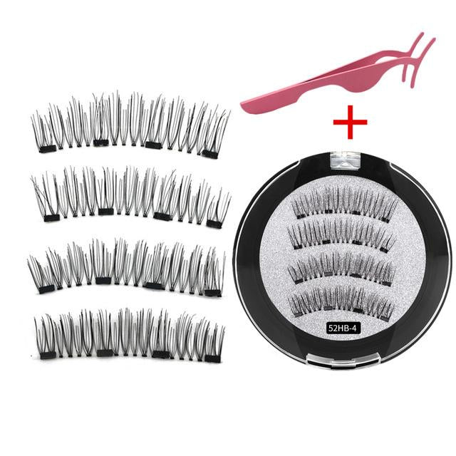 2 Pairs Reusable Thick Long 4-Magnet 3D Magnetic False Eyelashes