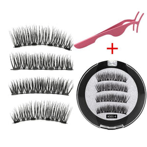 2 Pairs Reusable Thick Long 4-Magnet 3D Magnetic False Eyelashes