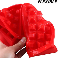 2Pcs Silicone Bakeware Flower Heart Shape Muffin Waffle Cake Mold