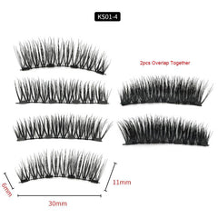 2 Pairs Reusable Thick Long 4-Magnet 3D Magnetic False Eyelashes