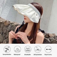 2 in 1 Sun Visor Hat Wide Brim Summer UV Protection Beach Headband Cap