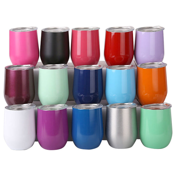2pcs 12oz Stainless Steel Stemless Wine Tumbler Swig Cup Vacuum Thermos