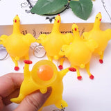 2pcs Antistress Squeeze Chicken Laying Egg Keyring Squishy Toys