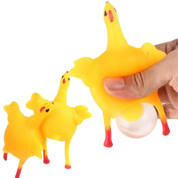 2pcs Antistress Squeeze Chicken Laying Egg Keyring Squishy Toys