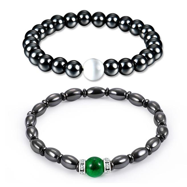 2pcs Magnetic Therapy Hematite Bead Bracelet Healthcare Jewelry