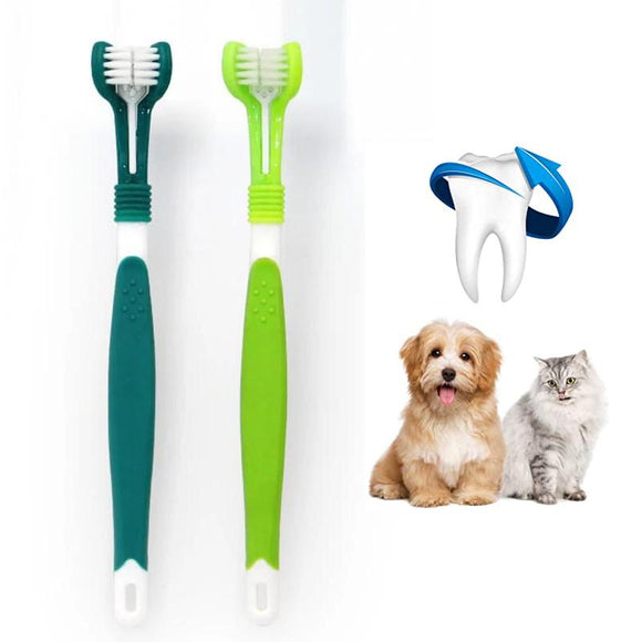 2pcs Super Soft 3 Sided Pet Toothbrush Dog Teeth Brush