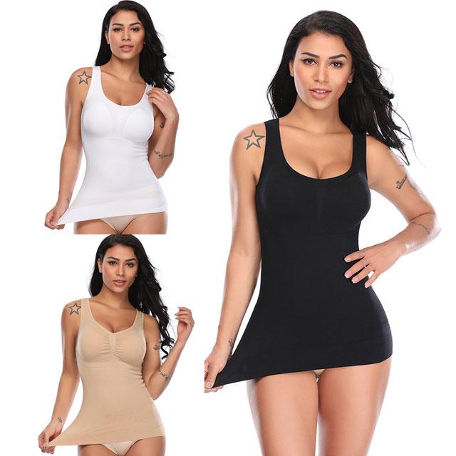 3 Packs Women Cami Shaper Tank Top with Built in Bra Removable