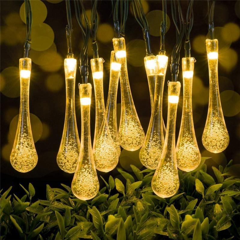 30 LED Water Drop Solar Powered Waterproof Fairy String Lights