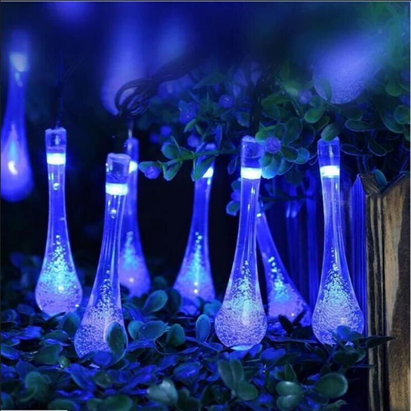 30 LED Water Drop Solar Powered Waterproof Fairy String Lights