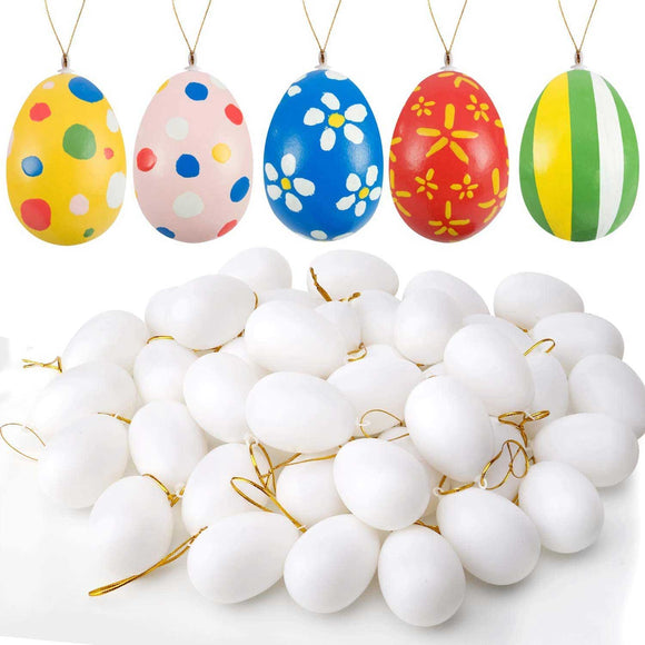 30pcs Plastic Easter Eggs White Blank for DIY Painting and Decorating