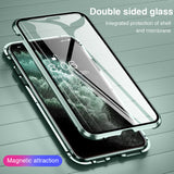 360° Protective Magnetic Case Metal Frame Tempered Glass Shell for iPhone