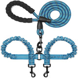 360 Swivel Dual Double Dog Leash with Tangle Free Shock Absorbing Bungee