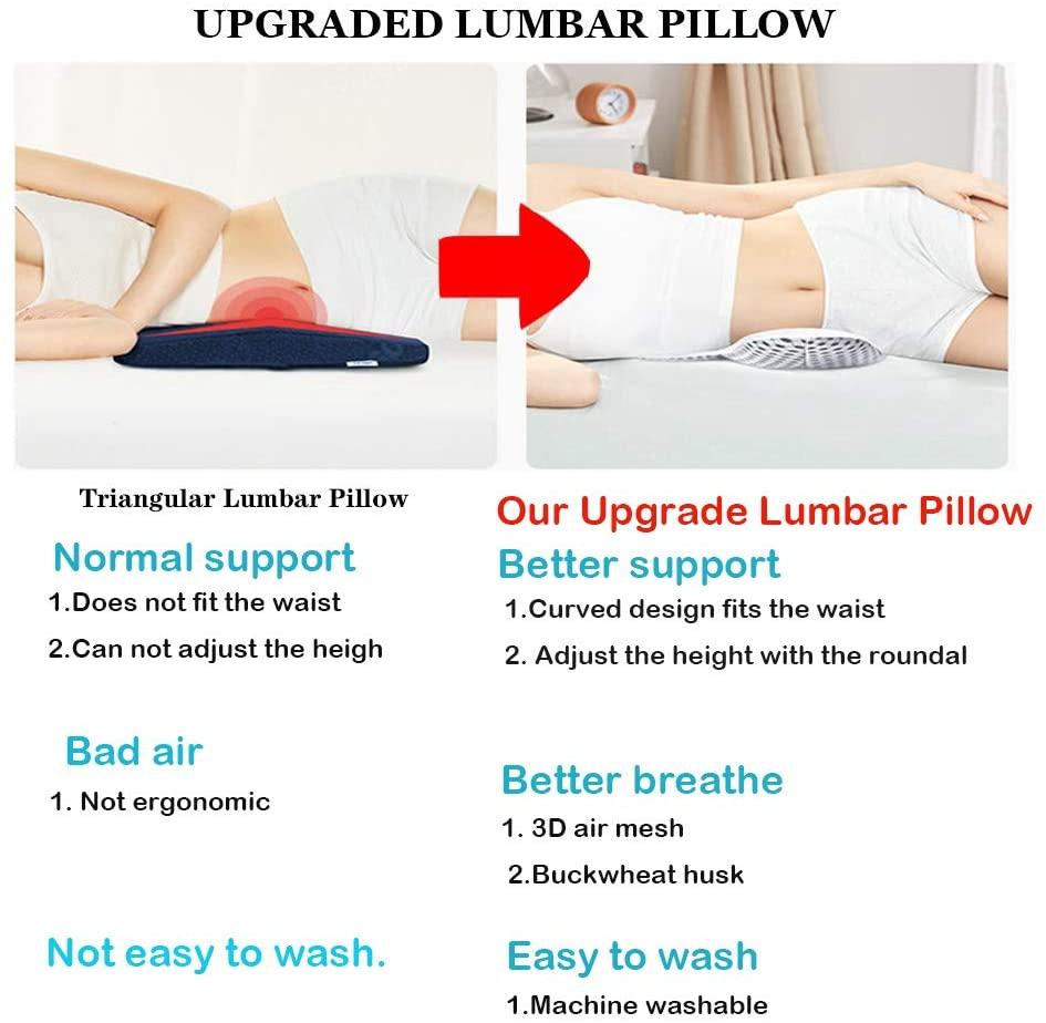 Lumbar Pillow for Sleeping, Adjustable Height 3D Air Mesh Back Pillow for Lower  Back Pain Relief and Sciatic Nerve Pain, Lumbar Support Pillow Waist Pillow  Side Sleeper Bed Pillow 