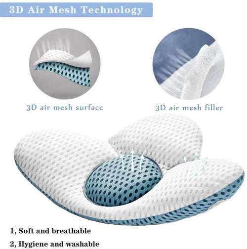 Lumbar Pillow for Sleeping, Adjustable Height 3D Lower Back Support Pillow  Waist Sciatic Pain Relief Cushion for Bed Rest - Side, Back and Stomach  Sleepers 