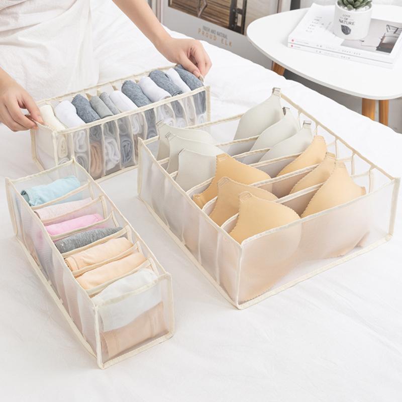 3 packs/set Multi-grids Underwear Sock Bra Storage Box