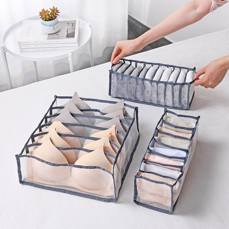 3 packs/set Multi-grids Underwear Sock Bra Storage Box