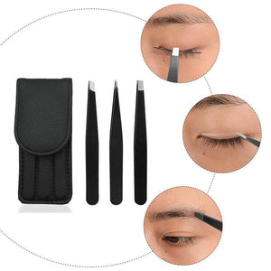 3pcs Eyebrow Tweezers Clip Point Tips Sets Hair Remover