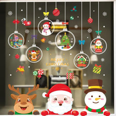 4 Sheets Christmas Santa Window Clings Stickers Window Decor