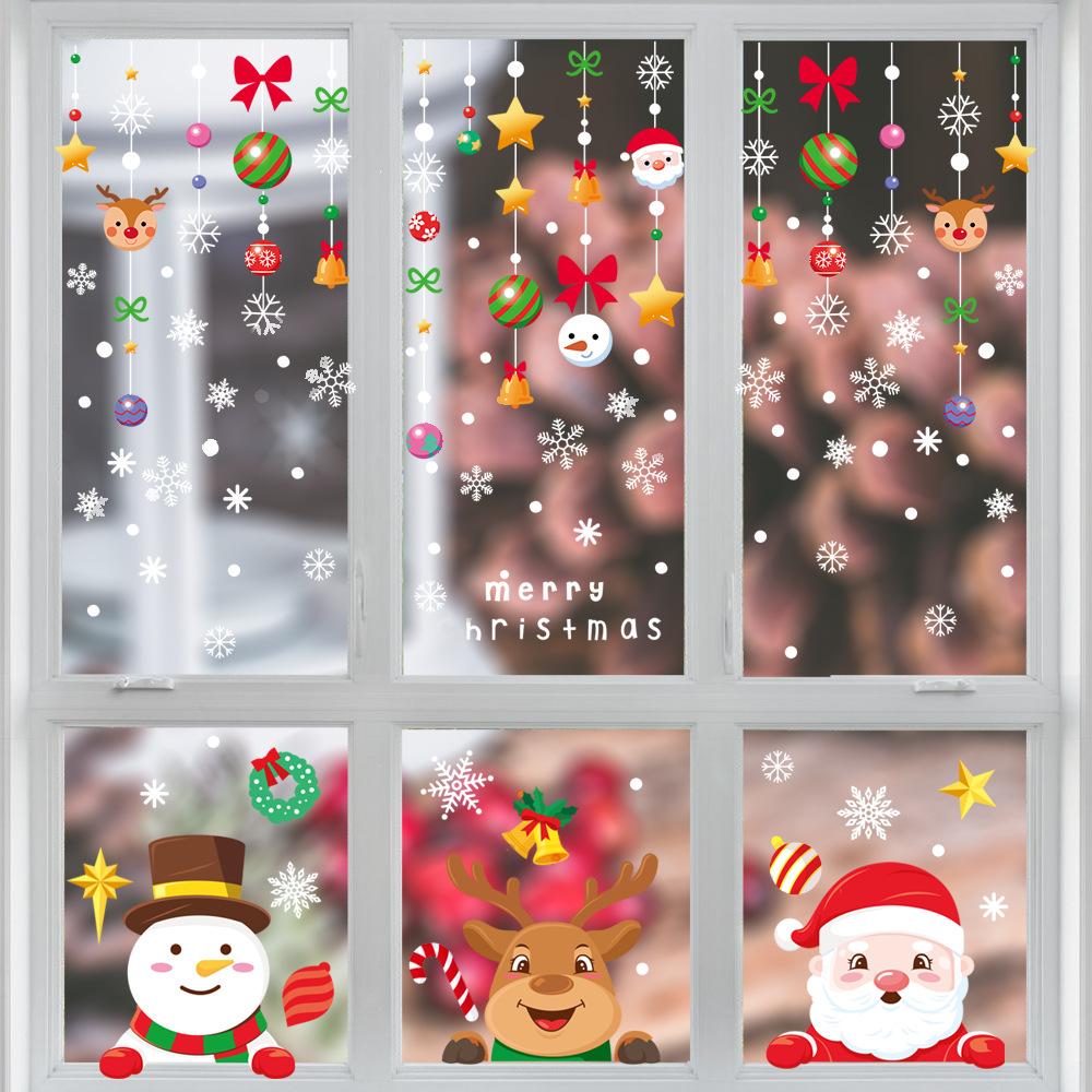 4 Sheets Christmas Santa Window Clings Stickers Window Decor