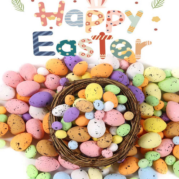 400pcs Color Artificial Bird Eggs Happy Easter Decorations