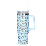 40oz Stainless Steel Mug Water Bottle Insulated Leopard Tumbler With Lid and Straws